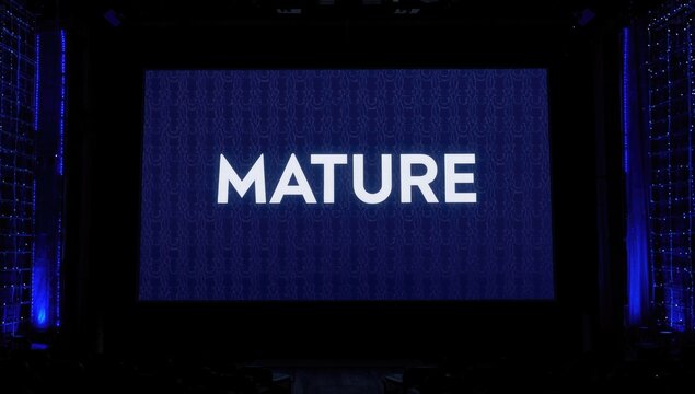 Mature movie presentation with blue decorative and lighting accents