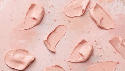 Fototapeta premium Pink cream or moisturizer smears on a textured surface