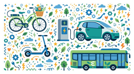 Fototapeta premium Ecofriendly transportation options for a sustainable future.