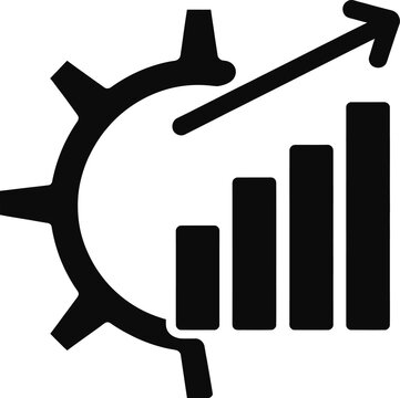 Production Chart Glyph Icon Design for Manufacturing Analytics, Performance Tracking, Business Reporting, and Industrial Planning