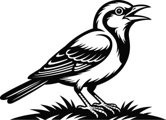 Fototapeta premium Bird vector icon showing a singing creature silhouette