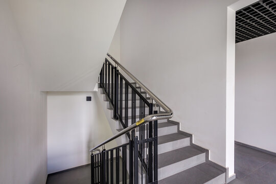 stairs emergency and evacuation exit stair in up ladder in a new office building