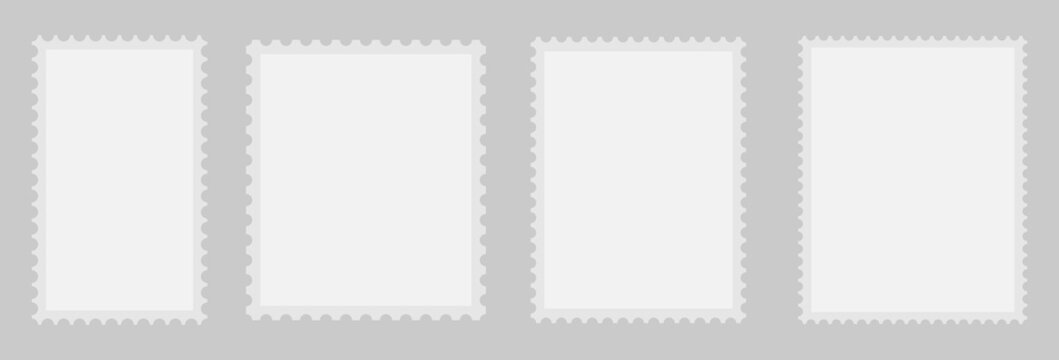 Set of blank rectangle and square Postage stamp frames