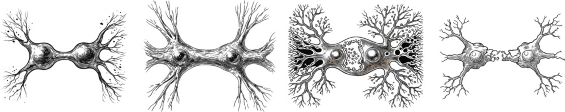 A detailed black-and-white illustration of the synaptic cleft showcases neurotransmitters crossing a neural gap, rendered in an antique medical textbook style with fine hatching for texture and