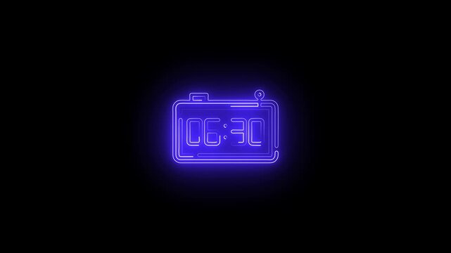 bule Neon Digital Alarm Clock Displaying 06:30 digital clock