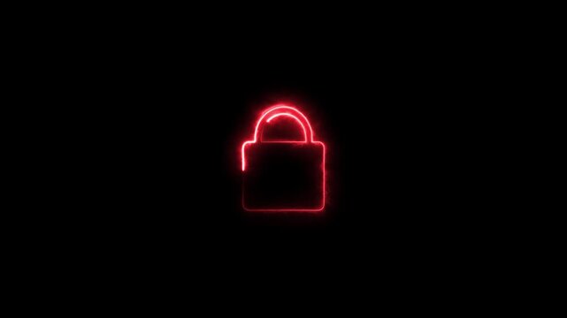 Glowing blue security shield with padlock icon animation on black background.digital globe in a high-tech server room.