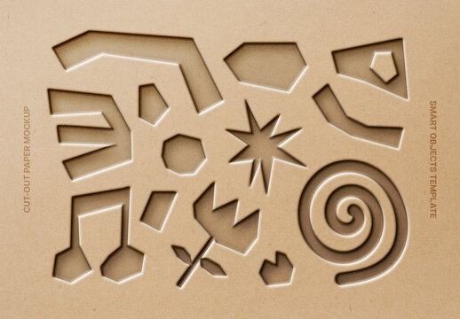 Cut Out Craft Paper Mockup For Poster And Branding Presentation