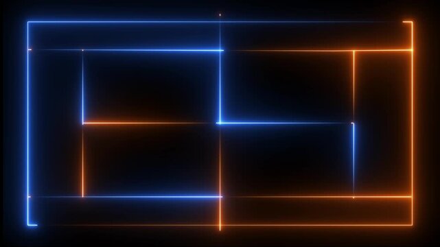 tennis court icon animation on black background. futuristic digital icon video of a high-tech tennis court.