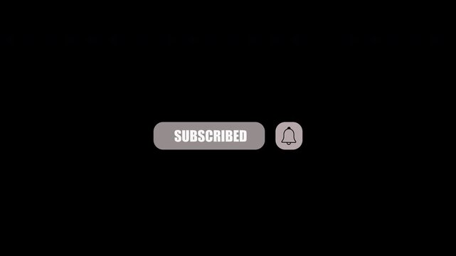 Subscribe and notification bell click button text animation on transparent background for your video blog. Lower third animation. Alpha channel. Stock footage