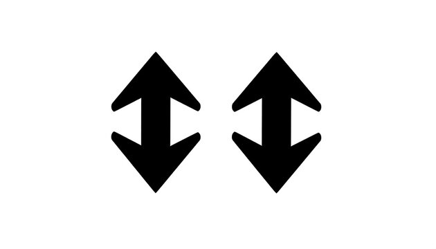 A pair of opposing black arrows on a white background