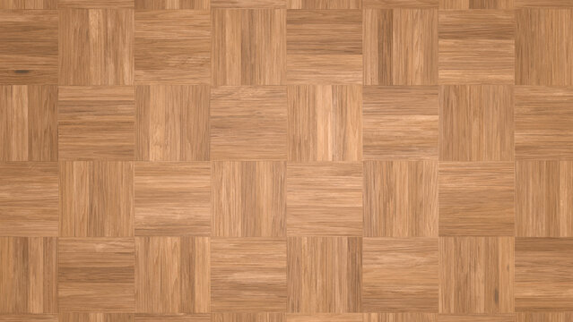 Parquet wood flooring texture. Top-down view of a square basketweave pattern made of natural wooden planks. Perfect for interior design backgrounds, architectural visualizations.
