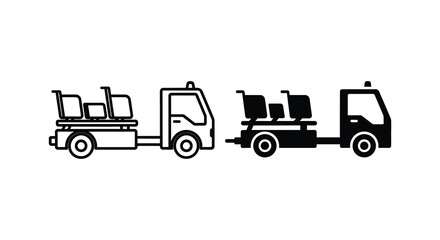 Fototapeta premium Shopping Carts And Delivery Vehicles Black Silhouette Collection