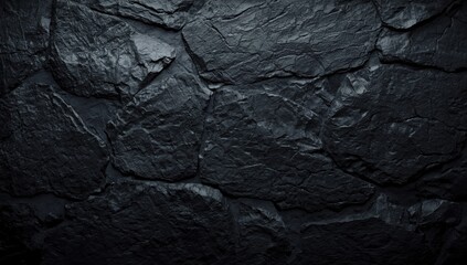 Fototapeta premium Slate wall rough texture shown with dark black background for design inspiration
