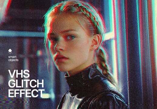 VHS Glitch Photo Effect For Poster And Social Media Design