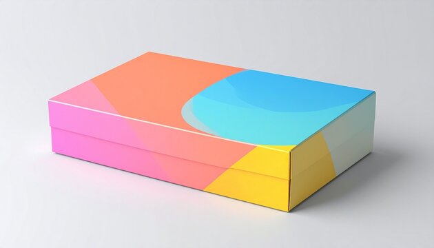 A colorful rectangular object with geometric shapes.