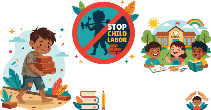 Child labor prevention infograph promotes education and protection globally now
