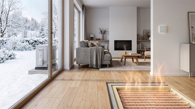 Integrated underfloor heating and outdoor heat pump