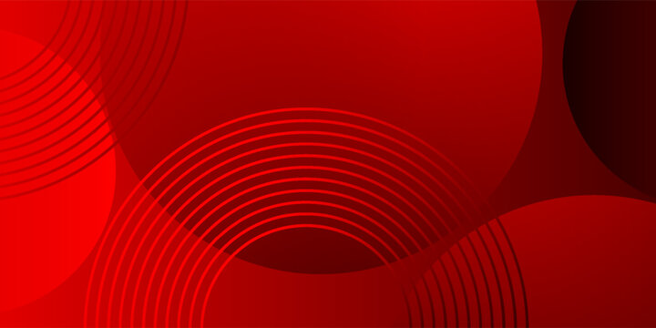 Abstract dark red geometric background with dynamic overlapping circles and concentric ring lines, modern premium vibrant vector banner for corporate presentation or web design