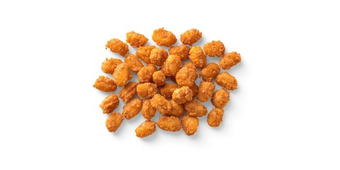 Fototapeta premium Fried popcorn chicken pieces on a white background