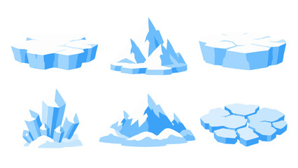 Cartoon ice floes, glaciers, mountains, and crystal formations © Alan