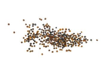 Naklejka premium Black pepper on a white background, transparent png. The view from top. 