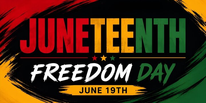 Juneteenth freedom day graphic design featuring bold text and festive colors for emancipation commemoration on june nineteenth juneteenth emancipation nineteenth