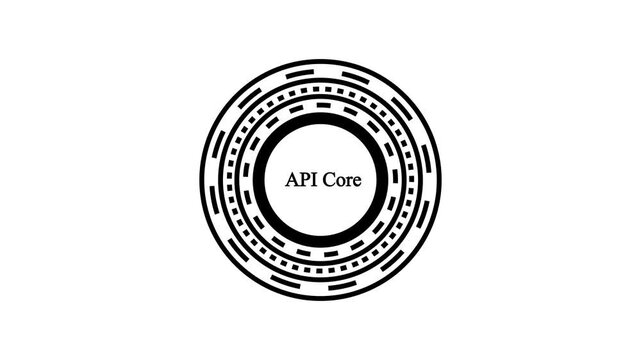 Futuristic Sci-Fi HUD Circle UI Element with API Core Text, Digital Interface Graphic for Technology, Cyberpunk, and Gaming Background