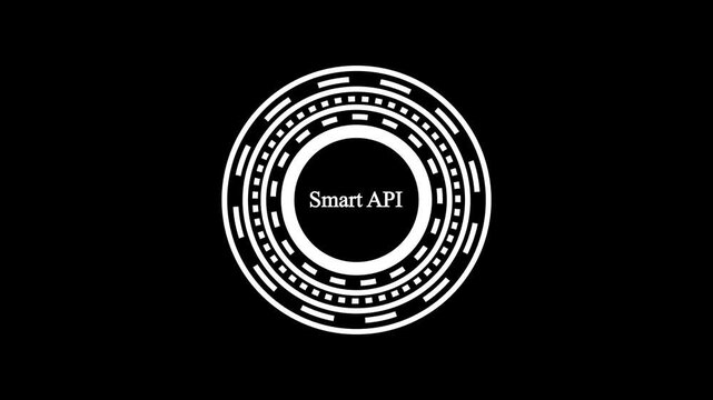 Futuristic Sci-Fi HUD Circle UI Element with Smart API Text, Digital Interface Graphic on Black Background for Technology, Cyberpunk, and Gaming