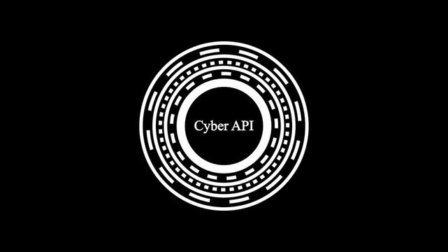 Futuristic Sci-Fi HUD Circle UI Element with Cyber API Text, Digital Interface Graphic on Black Background for Technology, Cyberpunk, and Gaming