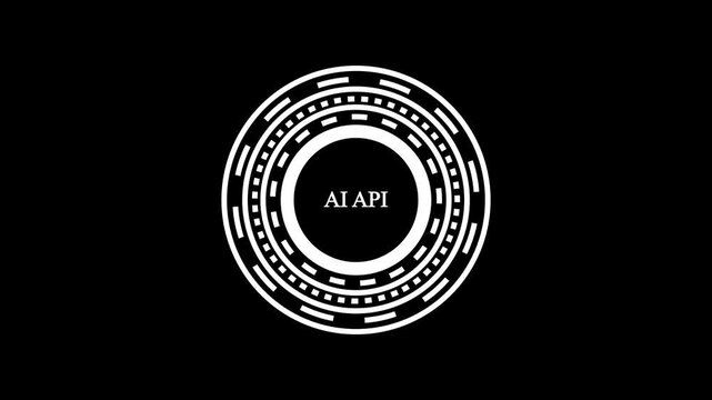 Futuristic Sci-Fi HUD Circle UI Element with AI API Text, Digital Interface Graphic on Black Background for Technology, Cyberpunk, and Gaming