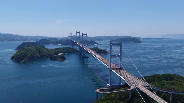 Along the Kurushima Kaikyo Bridge