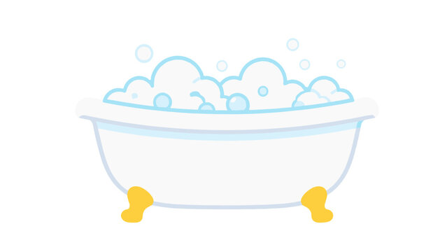 Bathtub with soap foam color icon illustration
