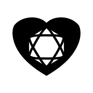 Enneagram Heart Symbol Vector, Geometric Love Icon, Personality Type Diagram, Abstract Spiritual Graphic, Black and White Chakra Symbol
