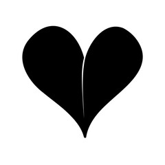 Obraz premium Black Heart Vector Graphic, Simple Love Symbol, Romantic Icon, Valentine's Day Element, Minimalist Design, Isolated on White