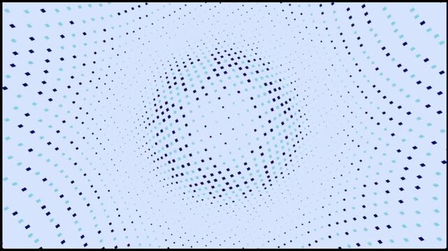 Abstract light blue background with a pattern of dark dots arranged in a spherical shape design