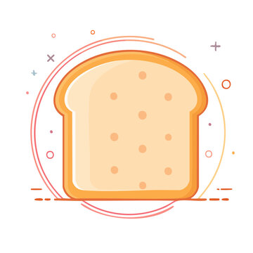 Flat design bread slice icon on transparent background