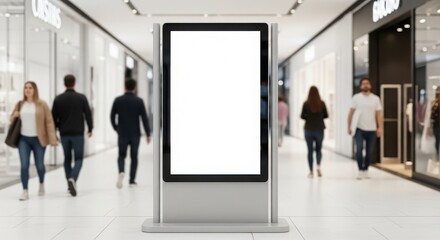 Fototapeta premium Digital Advertising Screen Displaying Blank Space in a Modern Shopping Mall Environment