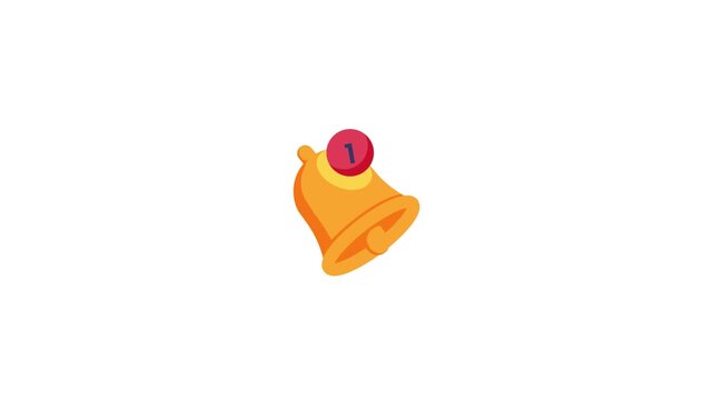 
Orange Notification Bell Icon Ringing Animation on White Background Seamless Loop &mdash; Alert and Reminder Concept