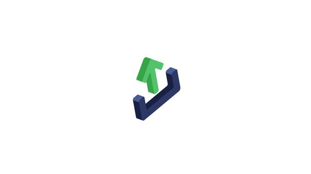 3D isometric upload arrow animation for cloud server data export