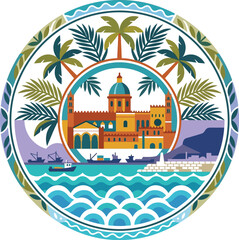 Obraz premium palermo, sicily, italy, mediterranean city, coastal cityscape, harbor view, waterfront, seaside town, european travel, italian landscape, mediterranean 
