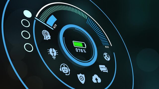 Advanced global network interface highlighting a globalization planet icon with a high-tech telemetry circular dashboard.