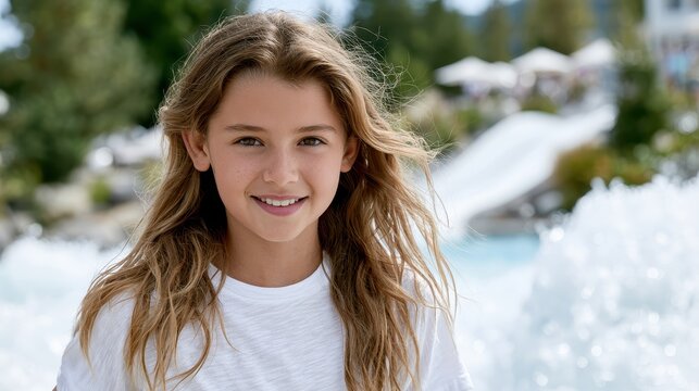 Smiling teenage girl outdoors, positive lifestyle portrait, happiness and youth concept.
