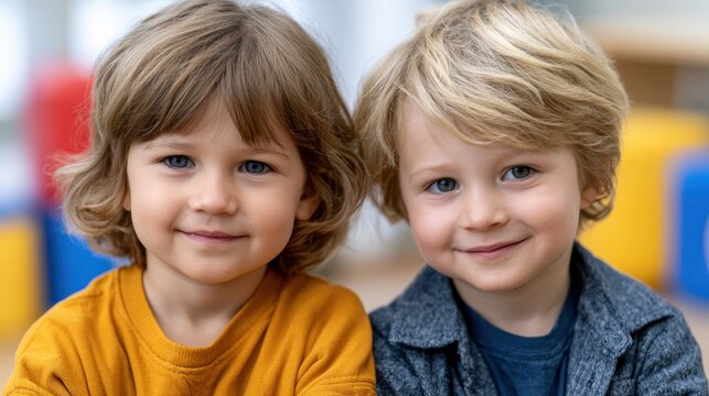 Portrait of smiling young boy at home, childhood happiness, family and education concept.