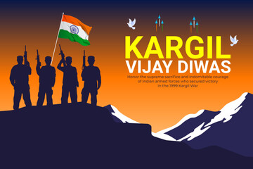 Naklejka premium Vector illustration of Kargil Vijay Diwas social media template