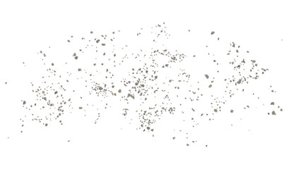 Fototapeta premium Natural concept of cosmos, crushed stones and dust flying, isolated on white background, clipping path, design element