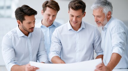 Fototapeta premium Business team reviewing documents together, collaboration, planning, leadership, corporate strategy concept.
