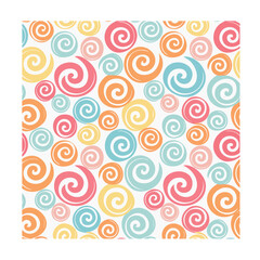 Naklejka premium Colorful Hand-Drawn Swirl Pattern on White