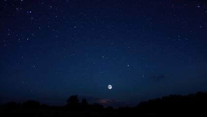 Fototapeta premium Serene full moon illuminating a star-studded night for a celestial gathering