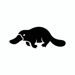 Fototapeta premium Minimalist modern black walking platypus semiaquatic logo icon vector illustration