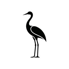 Obraz premium Minimalist modern black crane bird profile standing logo icon vector illustration